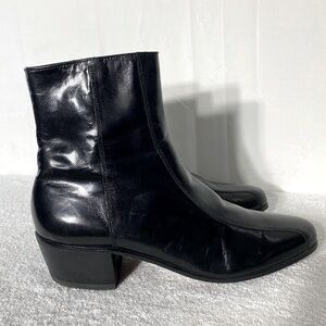 Vintage Florsheim Black Leather Round Toe Ankle Boots 10.5D